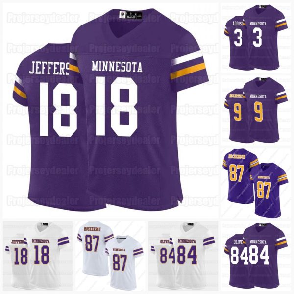 Aaron Jones Justin Jefferson 2024-25 Jerseys Addison TJ Hockenson J.J. McCarthy Randy Moss Custom