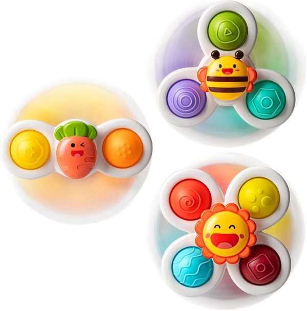 3PCS Suction Cup Spinner Toys for 1 2 Year Old Boys Spinning Toys 12-18 Months