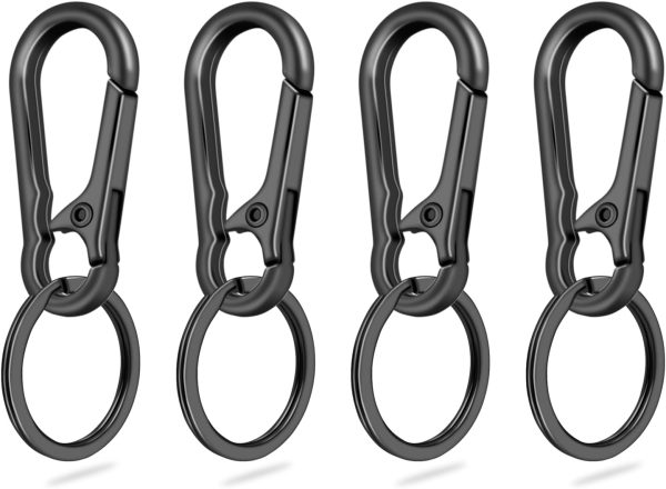 4Pack Small Keychain Rings, Metal Key Carabiner Clip, Mini EDC Key Ring Chain Holder Organize