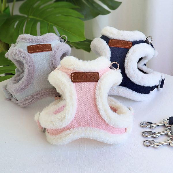 Winter Fleece Dog French Bulldog Harness Warm Cat Vest Coat Puppy Clothes For Small Dogs Walking Leash Pet Supplies