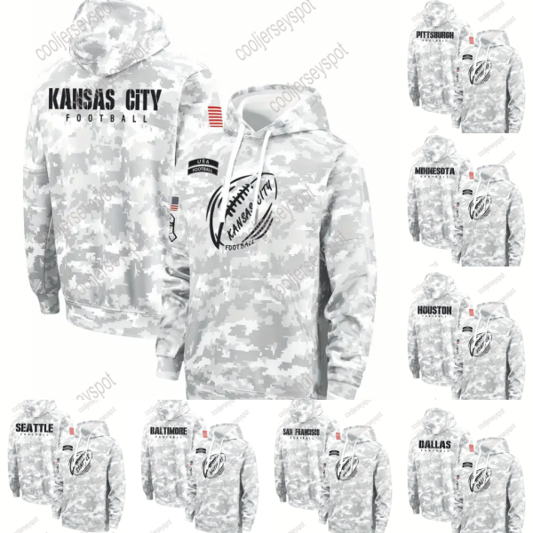 2024 Camo Salute To Service Pullover Football Hoodie Jersey individuation Custom Any Name Number Sweatshirts S-XXXL Mens Womens Youth 85496