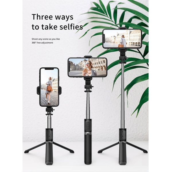 3 In1 Q02 beauty monopod tripod portable wireless bluetooth selfie stick with remote control foldable for smart phone