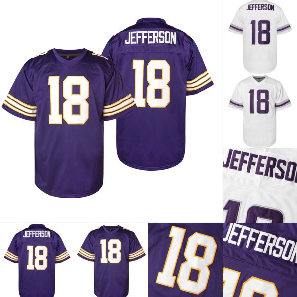 #18 Justin Jefferson Comfy V-Neck Football Jersey Embroidered Polyester Jersey