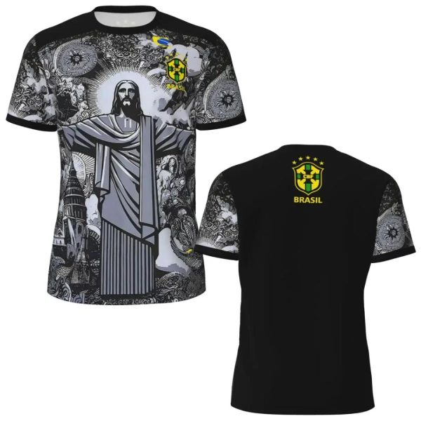 2024 Brazil Jesus Christ The Redeemer Special Edition Football Jerseys Breathable For Adult Children Soccer Traning Tops