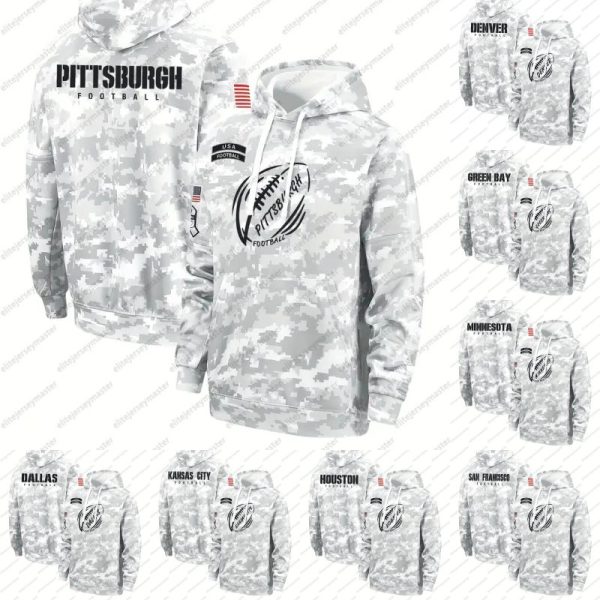 2024 Camo Salute To Service Pullover Football Hoodie Jersey individuation Custom Any Name Number Sweatshirts For Men Women Youth 12345