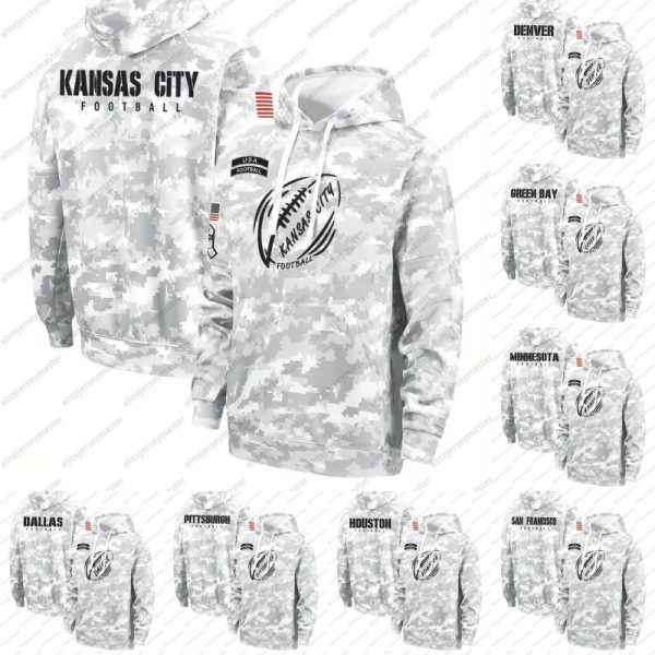 2024 Camo Salute To Service Pullover Football Hoodie Jersey individuation Custom Any Name Number Sweatshirts For Men Women Youth 11234