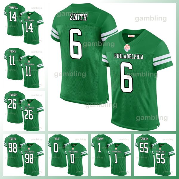 26 Saquon Barkley Jalen Hurt Men/Youth 2024 Football Jersey Brown Carter DeVonta Smith Jason Kelce Kenny Pickett Cooper DeJean Huff Lane Johnson Mailata Goedert