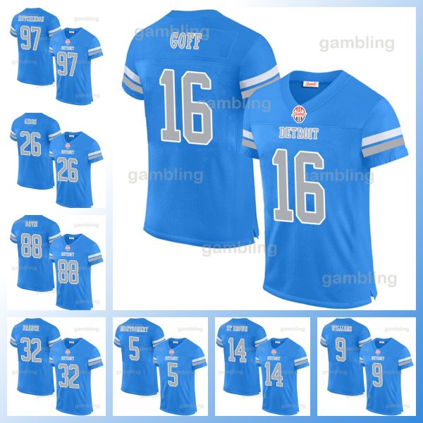 2024 Goff Football Jersey Hutchinson 73 Jackson 32 D'Andre Swift 70 Dan Skipper 26 Gibbs For Stitched Custom Any Name Number American Football Wear