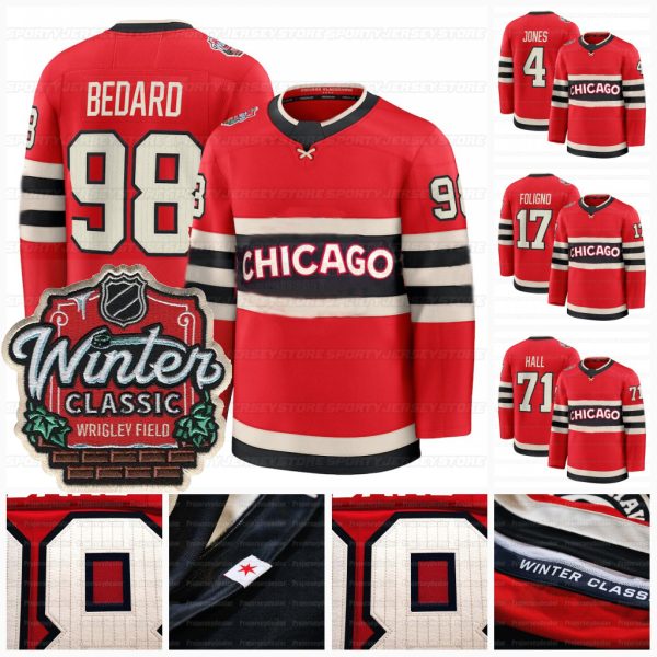 98 Bedard 2025 Winter Classic Jersey Alex Vlasic Nick Foligno Taylor Hall Bertuzzi Teravainen Maroon Andreas Athanasiou Jones