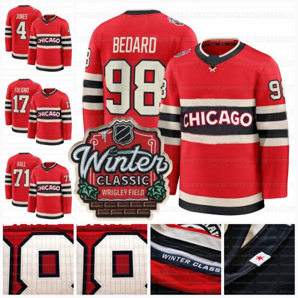 98 Bedard 2025 Winter Classic Jerseys Alex Vlasic Nick Foligno Taylor Hall Bertuzzi Teravainen Maroon Andreas Athanasiou Jones