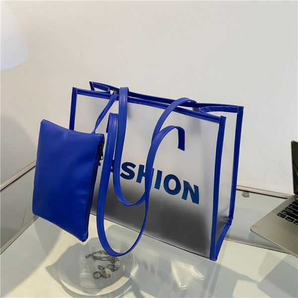 Transparent Large Capacity Tote Bag for Women 2024 New Trendy Letter Shoulder Pack Ladies Commuting Shopping Travel Handbags