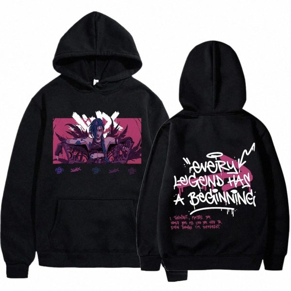 anime Arcane-Jinx Hoodie Harajuku Pullover Tops Men Women Sweatshirt Fans Gift c3I1#