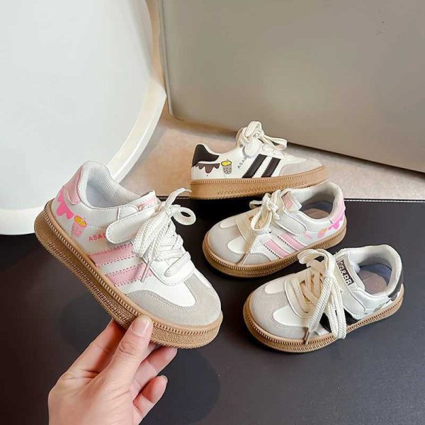 Athletic Outdoor Childrens Skate Shoes Girls White Sneakers 2024 Spring New Fashion Boys Canvas Shoes Kids Sports Shoes Unisex Casual Sneakers H241122