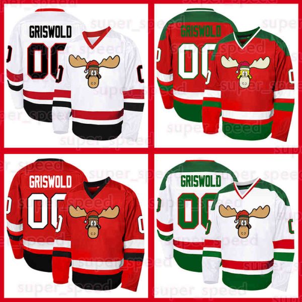 00 Clark Griswold Ice Hockey Jersey Christmas Vacation Mens Women Adults Movie Halloween Jerseys Long sleeves Stitched Black Friday Sale Cyber Monday For Party Gift