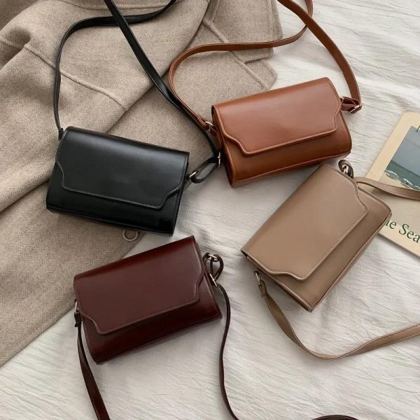 Totes Vintage Mini Messenger Bags For Women PU Leather Shoulder Ladies Simple Design Handbag Female Crossbody Small Square Purse