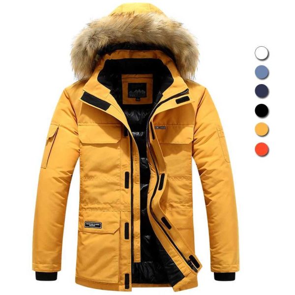 Brand winter fur hooded park mens duck down snow jacket windproof jacket thick -30 degrees warm outdoor jacket M-6XL Y241126