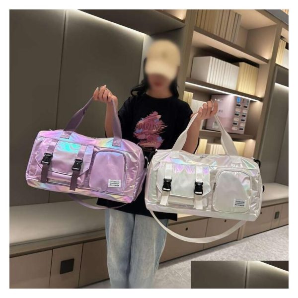 Totes Shimmering Duffel Bag With Random Zipper Direction Perfect For Fiess And Travel Drop Delivery Bags, Luggage Accessories Bags Dh9R1