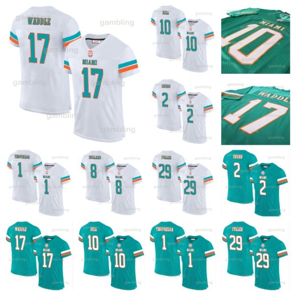 17 Jaylen Waddle Football Jersey 10 Tyreek Hill 13 Dan Marino 1 Tua Tagovailoa 99 Jason Taylor 8 Jevon Holland 2 Chase Edmonds 29 Brandon Jo Wholesale Men/Youth