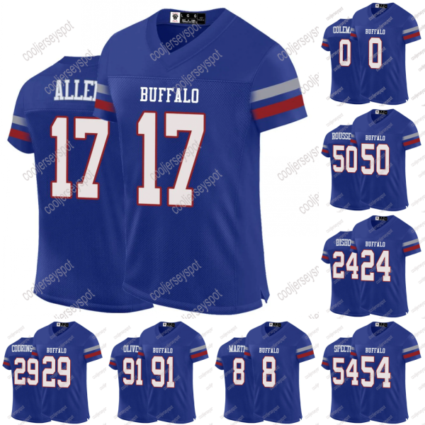 17 Josh Allen Custom Football Jerseys Keon Coleman Dalton Kincaid Damar Hamlin Dawson Knox Jim Kelly Jersey Mens/Youth Shxinet