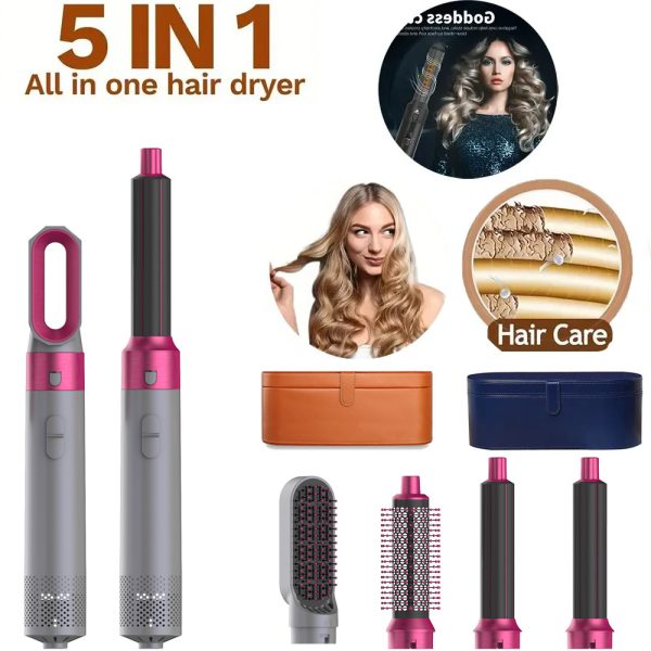 5 In 1 Hot Comb Set Professional Curg Iron Straightener Styg Tool Air Wrap Hair Dryer Household