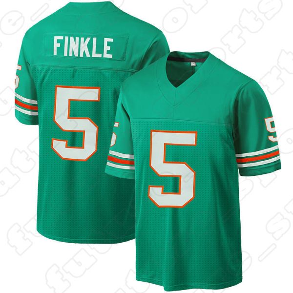 5 Ray Finkle Mens Green Football Jerseys Ace Ventura Pet Detective Movie V-Neck Embroidered Stitched Letters with Short sleeve Adult Jersey