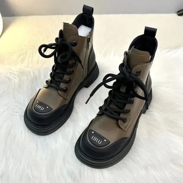 Ankle 2024 New Winter Round Toe Lace-up Short Womens Platform Designer Knight Boots Women Shoes 240613