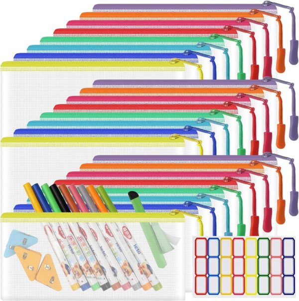 24 Pack Mesh Zipper Pouch Bags Small, Zipper Pencil Pouches