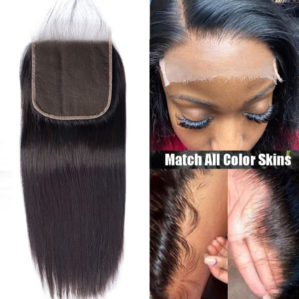 4X4 5x5 6x6 13X4 13X6 HD Lace Closure Straight Transparent Lace Frontal Only Free Part Brazilian Remy Human Hair 14-20 inch