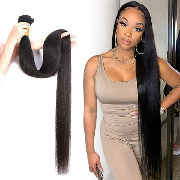 30 32 34 36 38 40 Inch Brazilian Body Wave Straight Hair Bundles 100% Human Hair Weaves Bundles Remy Hair Extensions