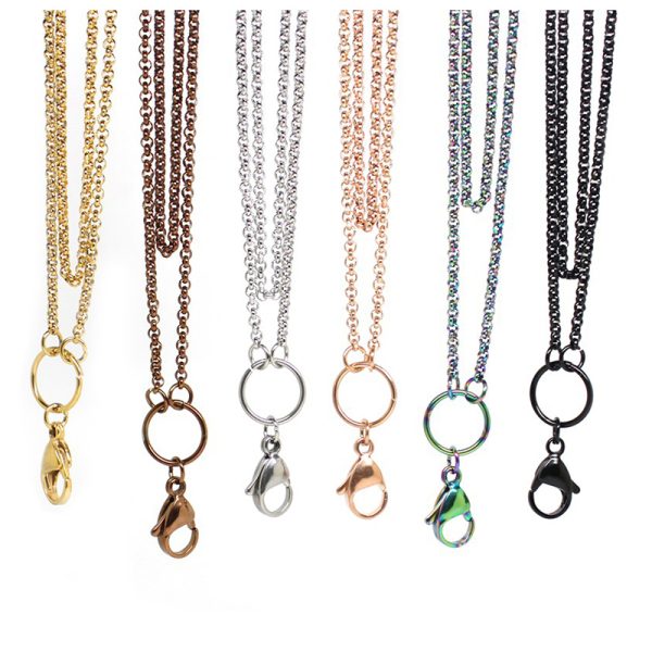 Wholesale-Panpan 32 inches Stainless steel rolo chain floating locket chains necklace chain