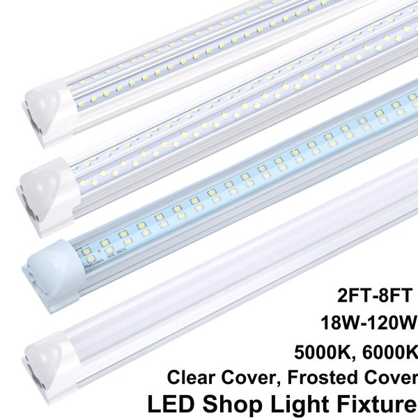 V-Shaped Integrate T8 Linkable LED Shop Light Fixture 2 4 5 6 8 Feet Fluorescent Lamp 120W 8ft 4rows Light Tubes Warehouse Garage Light