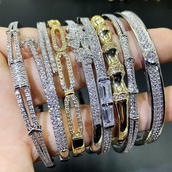 Zircon Ladies Bangle Bracelet Diamond Korean Women Love Gold Bracelets Jewelry Silver Pearl Fashion Accessories