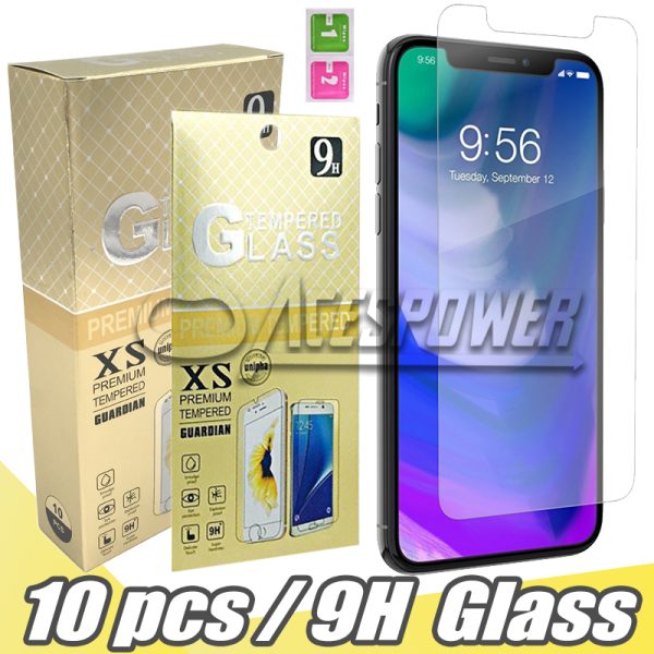 Tempered Glass Screen Protector For Iphone 16 15 14 13 12 Mini 11 Pro Max XR 8 7 6S Plus with Paper Package