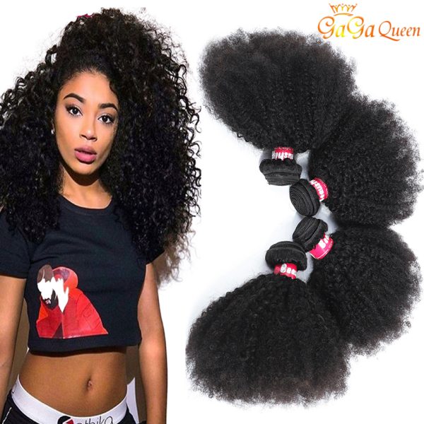 9A Brazilian Afro Kinky Curly Hair Bundles Mink Brazilian Curly Virgin Human Hair Extensions Afro Kinky Curly Weaves Gaga Queen Hair