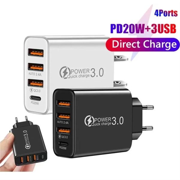 30W USB C Charger Fast Charge Charger PD TypeC Quick Charge3.0 Wall Power Adapter for iPhone 16 15 14 13 12 11 Plus Pro Max Xiaomi Samsung Huawei Phone Charger