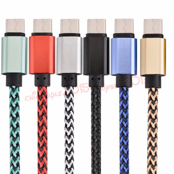 1m/2m /3m Fabric braided charger cables Type C micro v8 usb data cable for samsung s6 s7 edge s8 htc