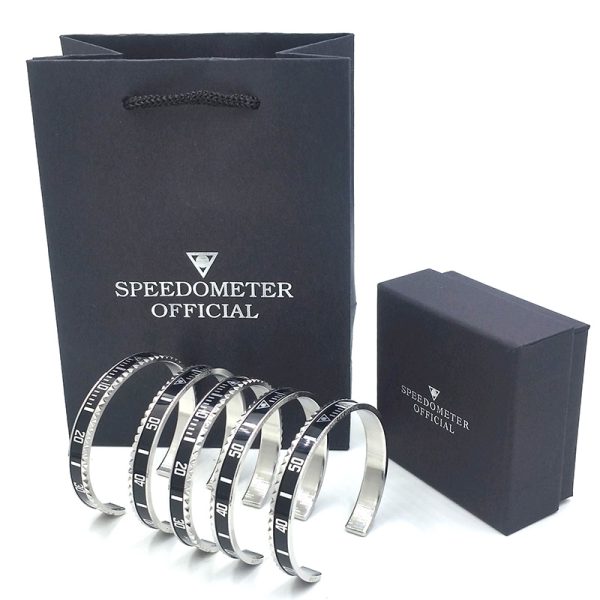 Wholesale High quality Bangle Bracelet for Men Stainless Steel Cuff Speedometer Bracelet Fashion Men's Jewelry with Retail packaging box