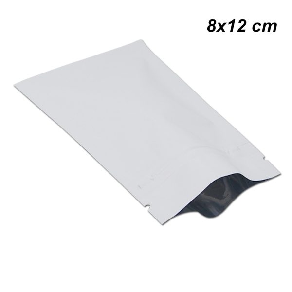 200 Pieces 8x12 cm Mylar Foil Reusable Grocery Bag Matte White Resealable Aluminum Foil Food Storage Pouch Zipper Packaging Bags for Spice