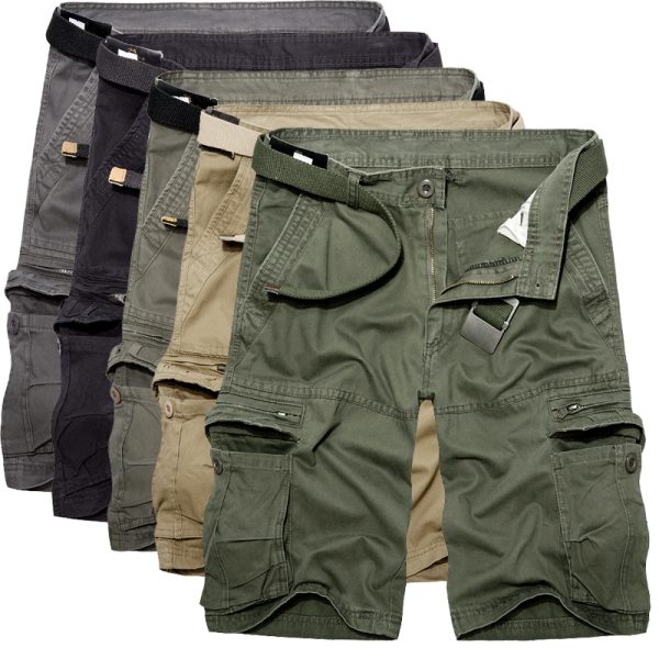 2024 Mens Cargo Shorts Summer army green Cotton Shorts men Loose Multi-Pocket Homme Casual Bermuda Trousers 40