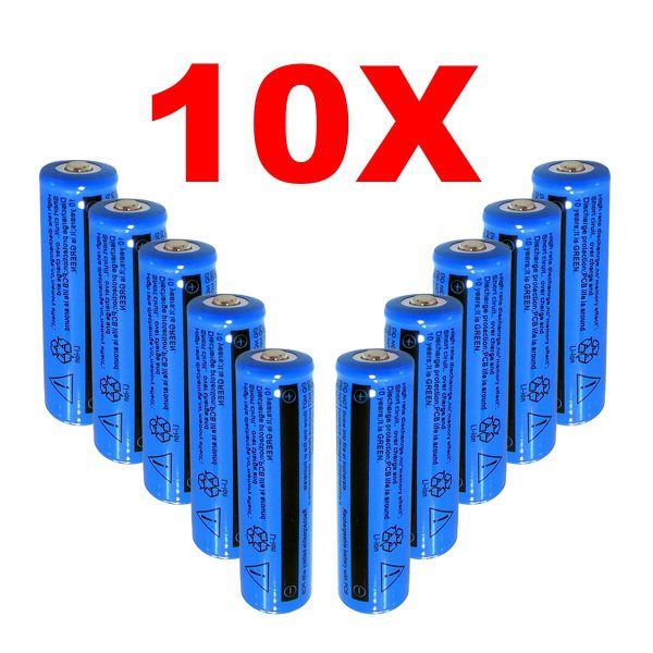 10PACK High Quality Rechargeable Li-ion 18650 button top Battery 3000mAh 3.7v BRC for Flashlight Torch Laser