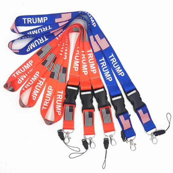 Trump Lanyards Keychain Party Favor USA Flag ID Badge Holder Key Ring Straps for Mobile Phone