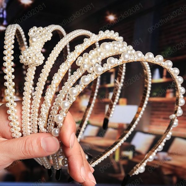 Weave Pearl Headband beads bow crown Headbands for Women Girls wedding Bridal Hair hoop fashion jewelry