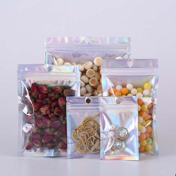 Aluminum Foil Pouch Bag Plastic Bags Package Laser Packaging Bag Front Clear Mylar Drysaltery Scented Tea Packing