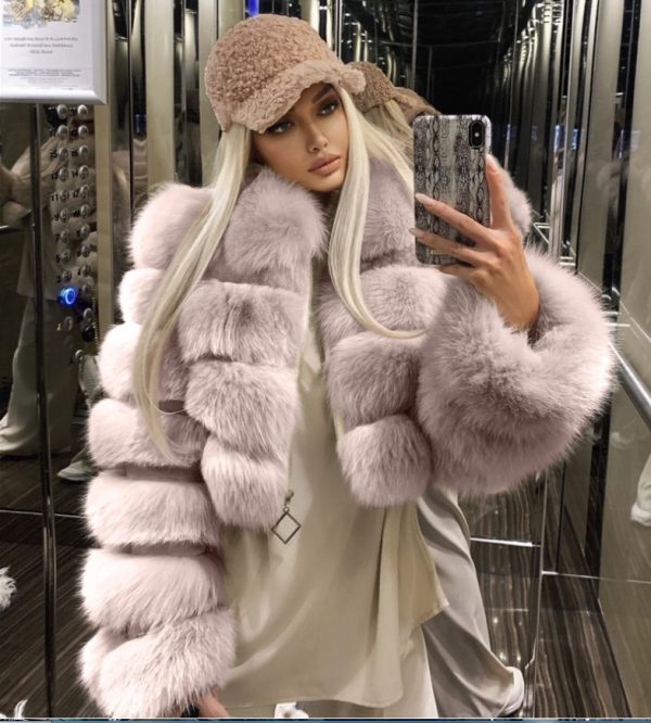 Winter Fox Fur Jacket Stitching Short Lapel Long Sleeve Coat Women Wedding Accessories Free Shipping S to 4XL