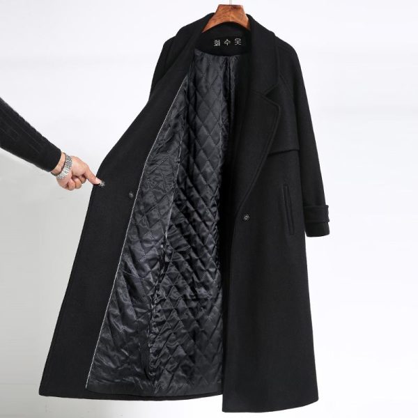 Women's Wool & Blends Black Coat Women Medium And Long 2021 Fashion High-end Double-sided Cashmere Autumn Winter Thickened