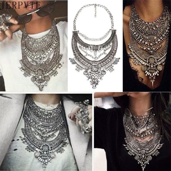 Boho Ethnic Statement Big Choker Necklace Women Vintage Maxi Necklace Pendant Women's Large Collier Coin Collar Necklace 201013