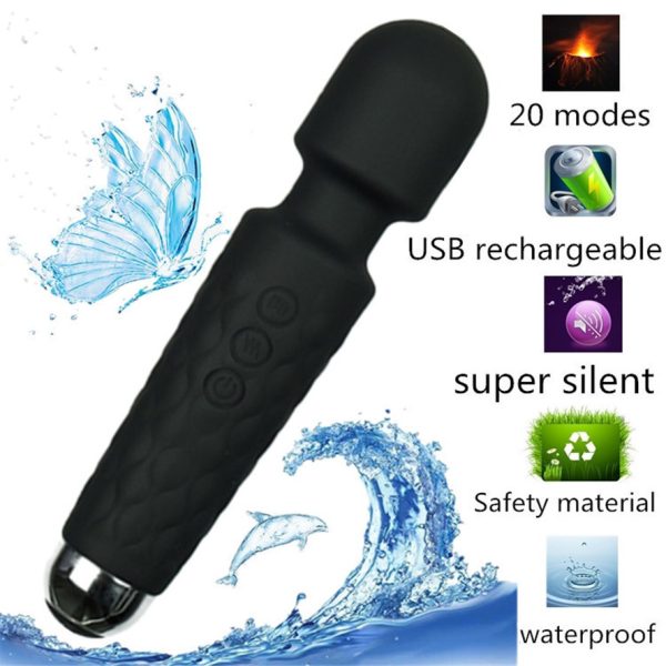 20 modes Powerful AV Vibrators Rechargeable Magic Wand Massager Clit Massage female Masturbation Silent Adult Sex Toys for Women Y201118