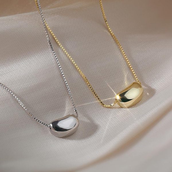 Titanium Steel Bean Pendant Choker Necklaces For Women Gold Chain Party Jewelry Gifts