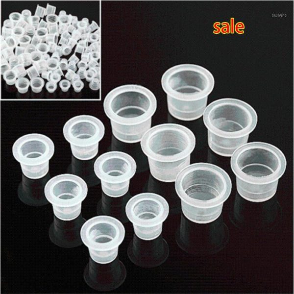 Wholesale 200 Pcs/lot Tattoo Ink Caps Plastic Cups Supplies Medium/Small 16mm/12mm 100Pcs Small Size + Medium Free Shipp1