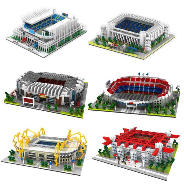 Architecture Block Old Trafford Football Field Toy Nou Camp Stadium Building Milano Micro Blocks Educational Bricks Kids Gifts X0522